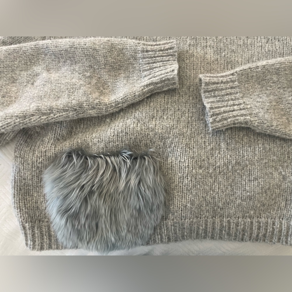Tibi RARE Alpaca Wool Gray Hooded Women's Sweater - Picture 2 of 5